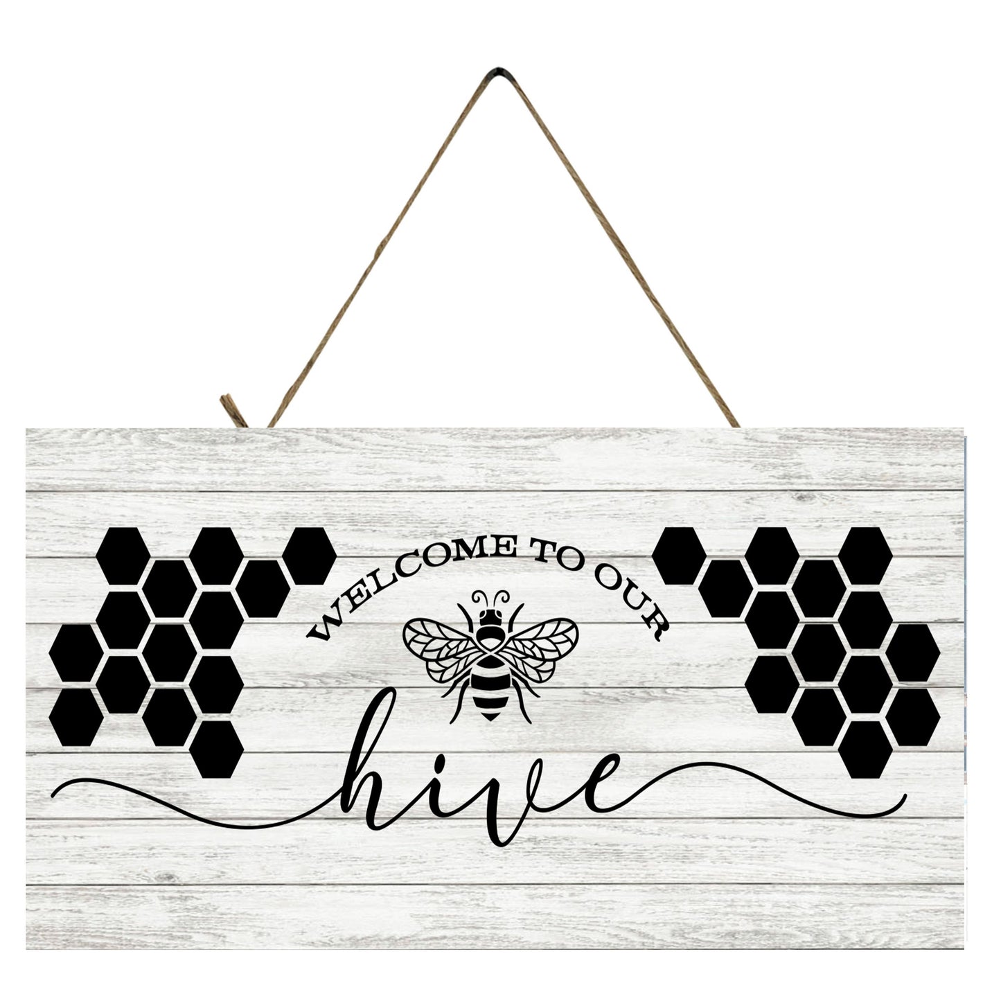 Farmhouse Welcome to Our Hive Printed Handmade Wood Sign