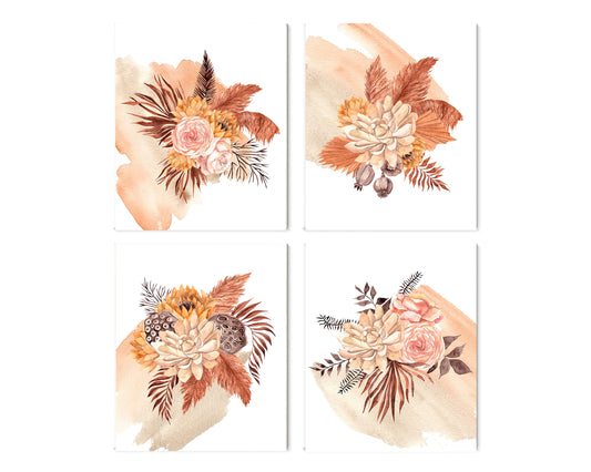Set of 4  8x10 Sierra Floral Canvas Prints