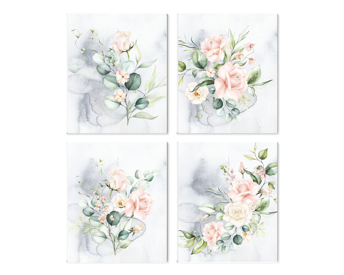 Set of 4  8x10 Blushing Dreams Floral Canvas Prints