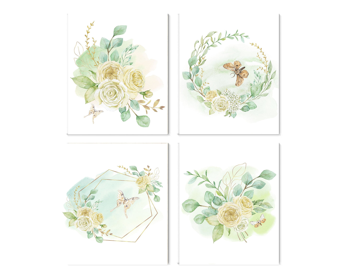 Set of 4  8x10 Vanilla Dreams Floral Canvas Prints