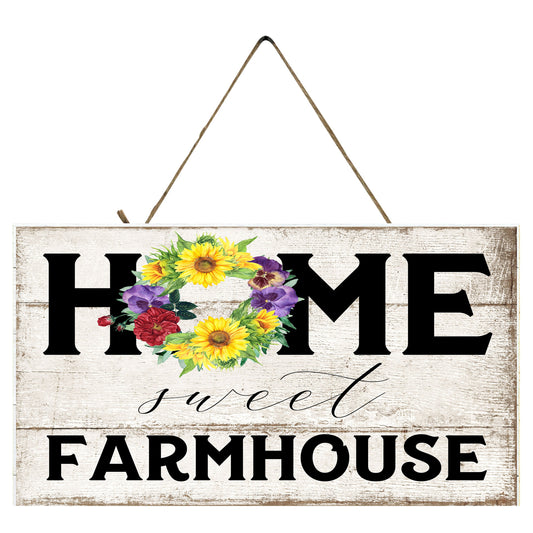 Home Sweet Farmhouse impreso hecho a mano signo de madera