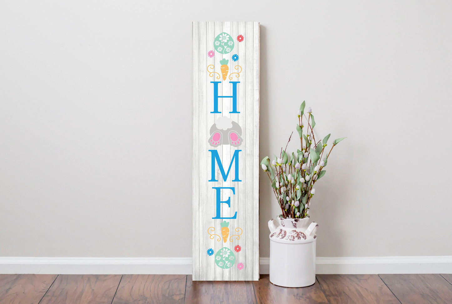 24 Inch (2 Foot Tall) Easter Home Vertical Wood Print Sign