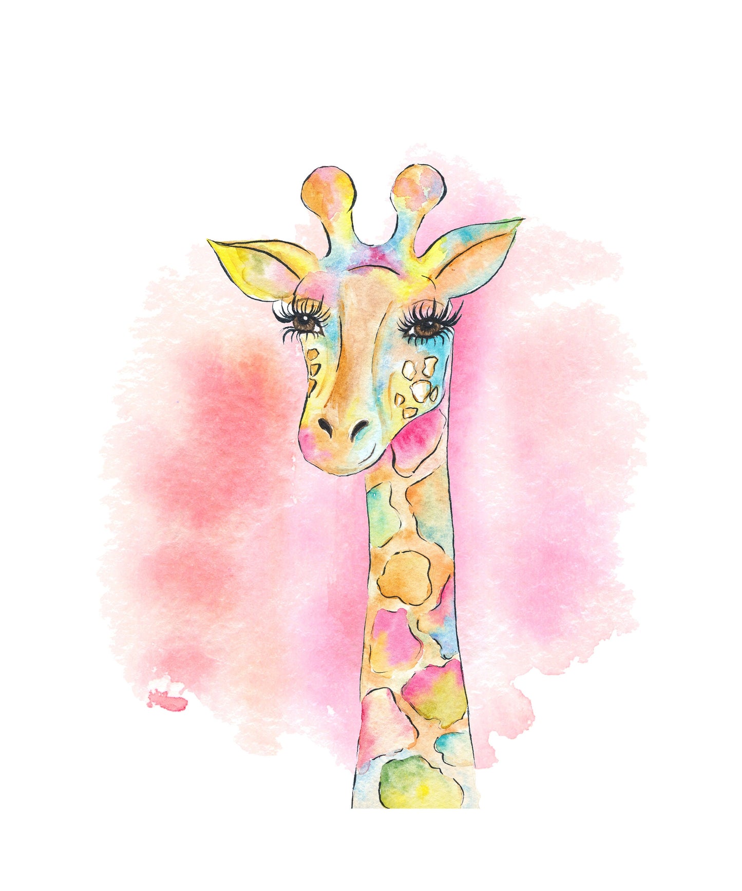 16x20 Watercolor Giraffe Wall Art Canvas Print