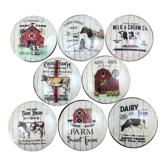 Set of 8 Farmhouse Cows and Barns Cabinet Knobs