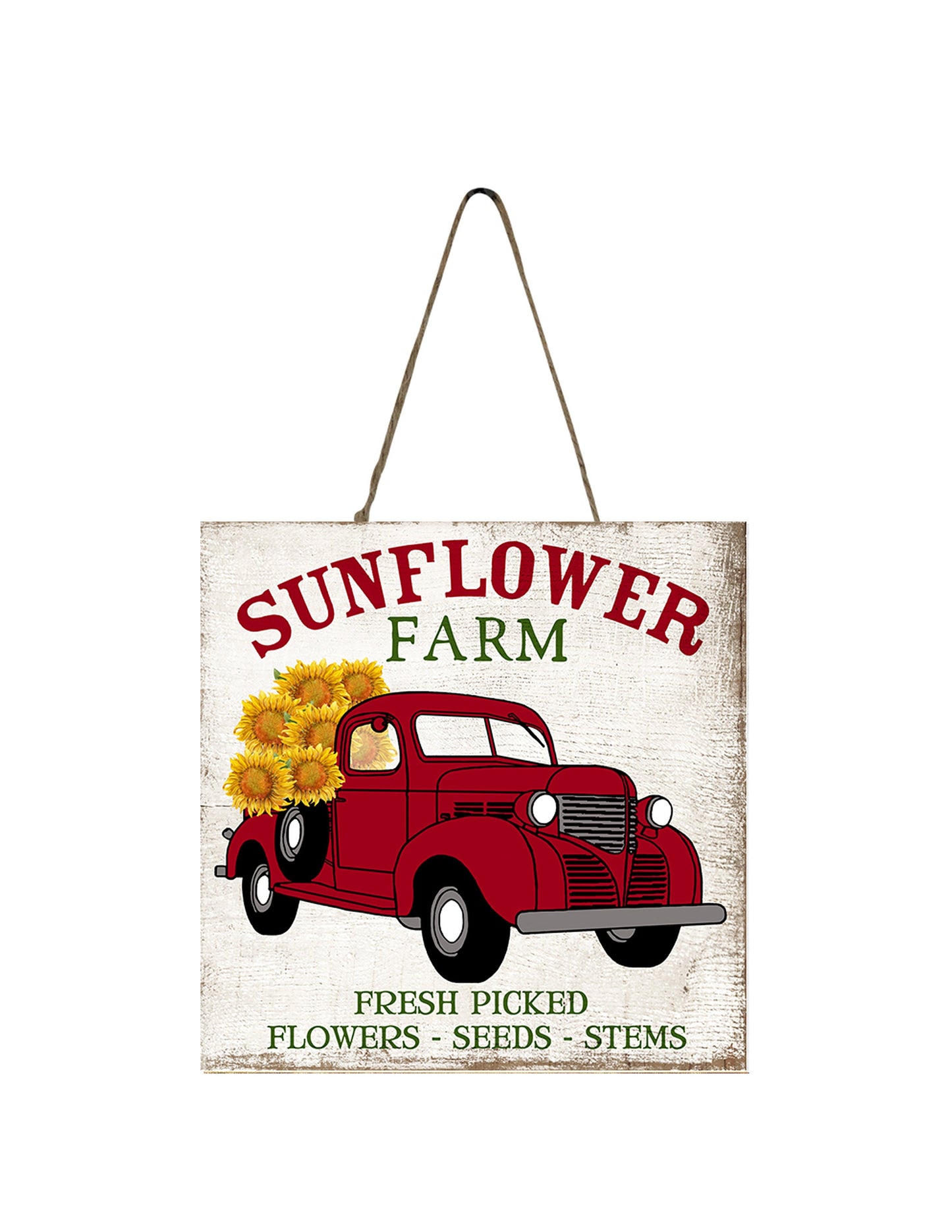 Sunflower Farm Red Truck Farmhouse Wood  Mini Sign