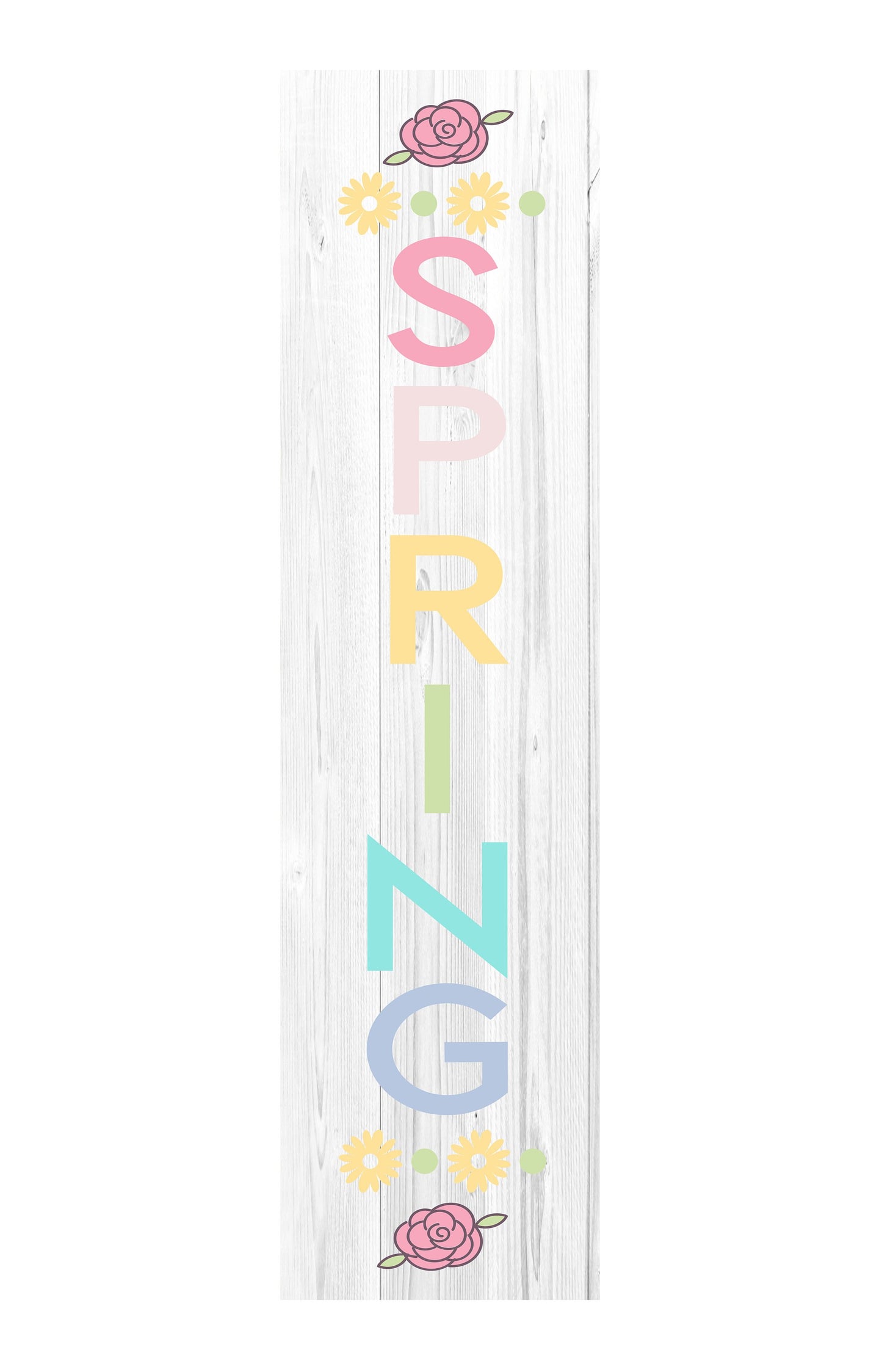 24 Inch (2 Foot Tall) Spring  Vertical Wood Print Sign