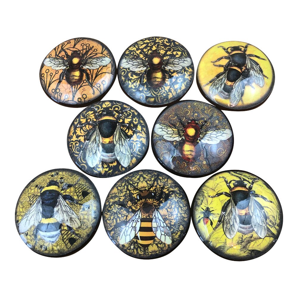 Set of 8 Save the Bees Wood Cabinet Knobs S0155