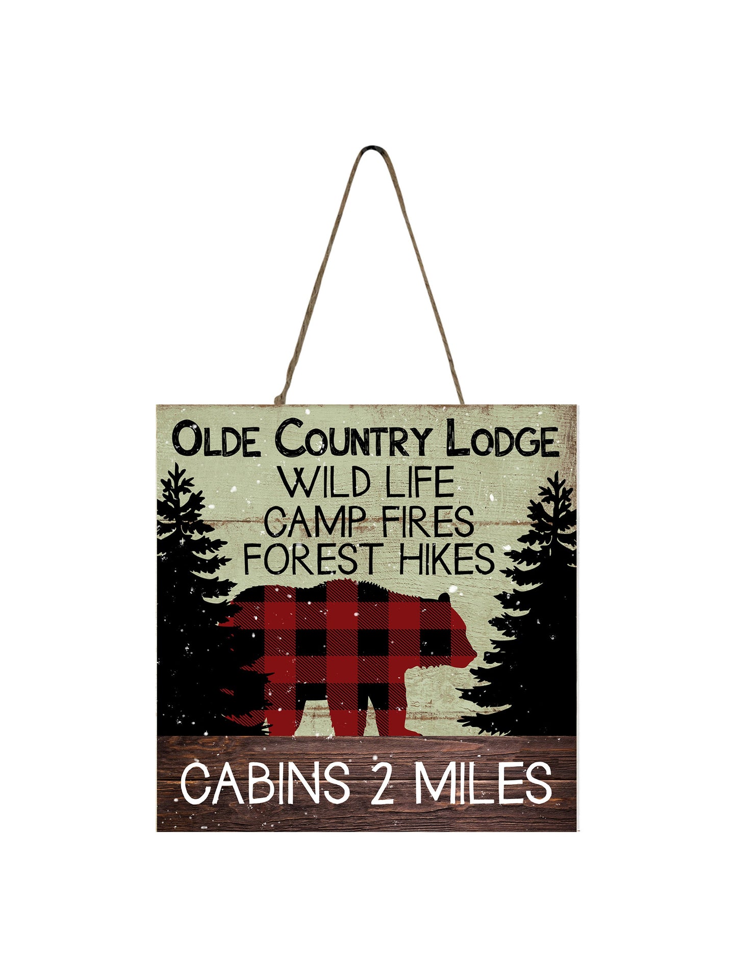 Old Country Lodge Bear Printed Handmade Wood Small Sign