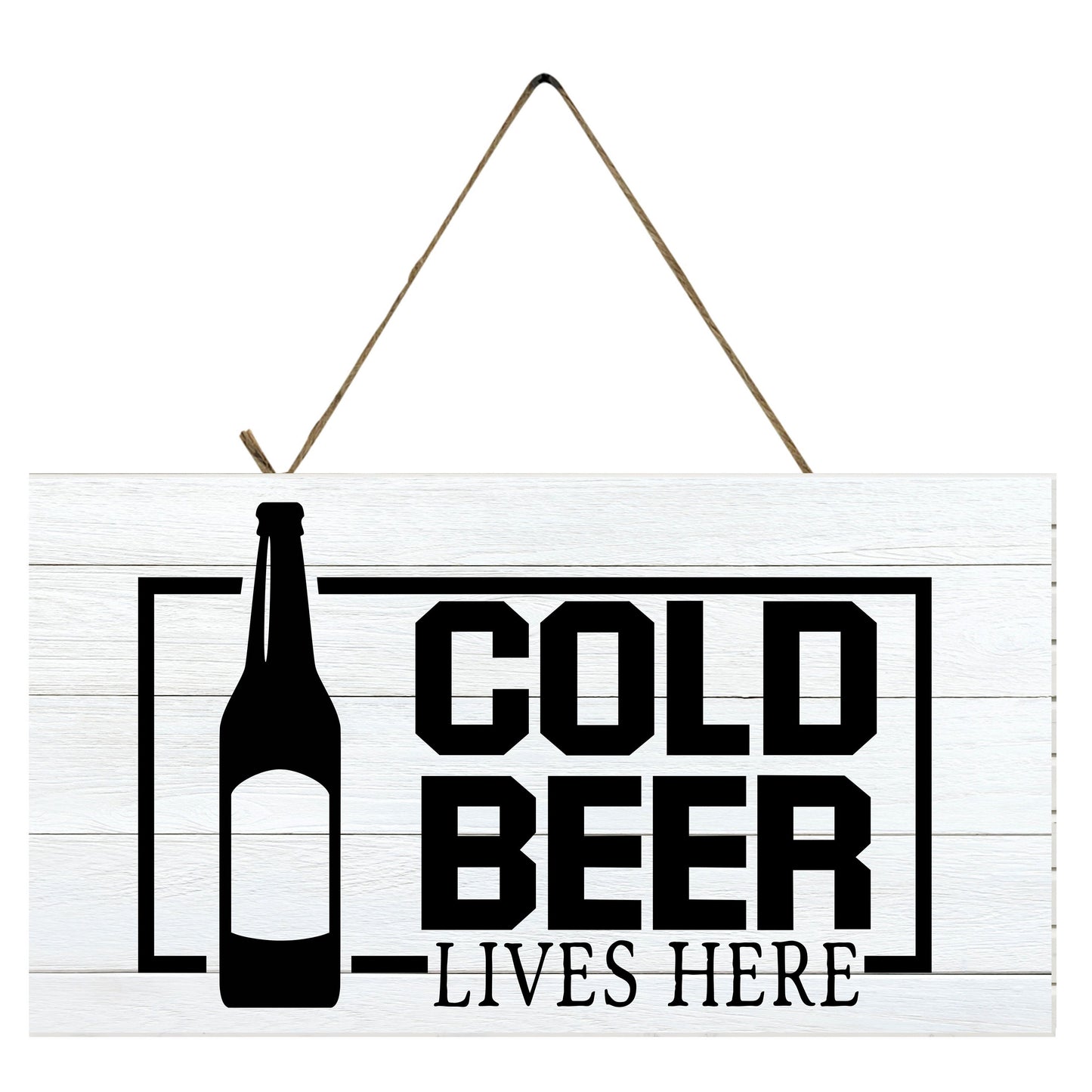 Cold Beer Lives Here Printed Handmade Wood Sign