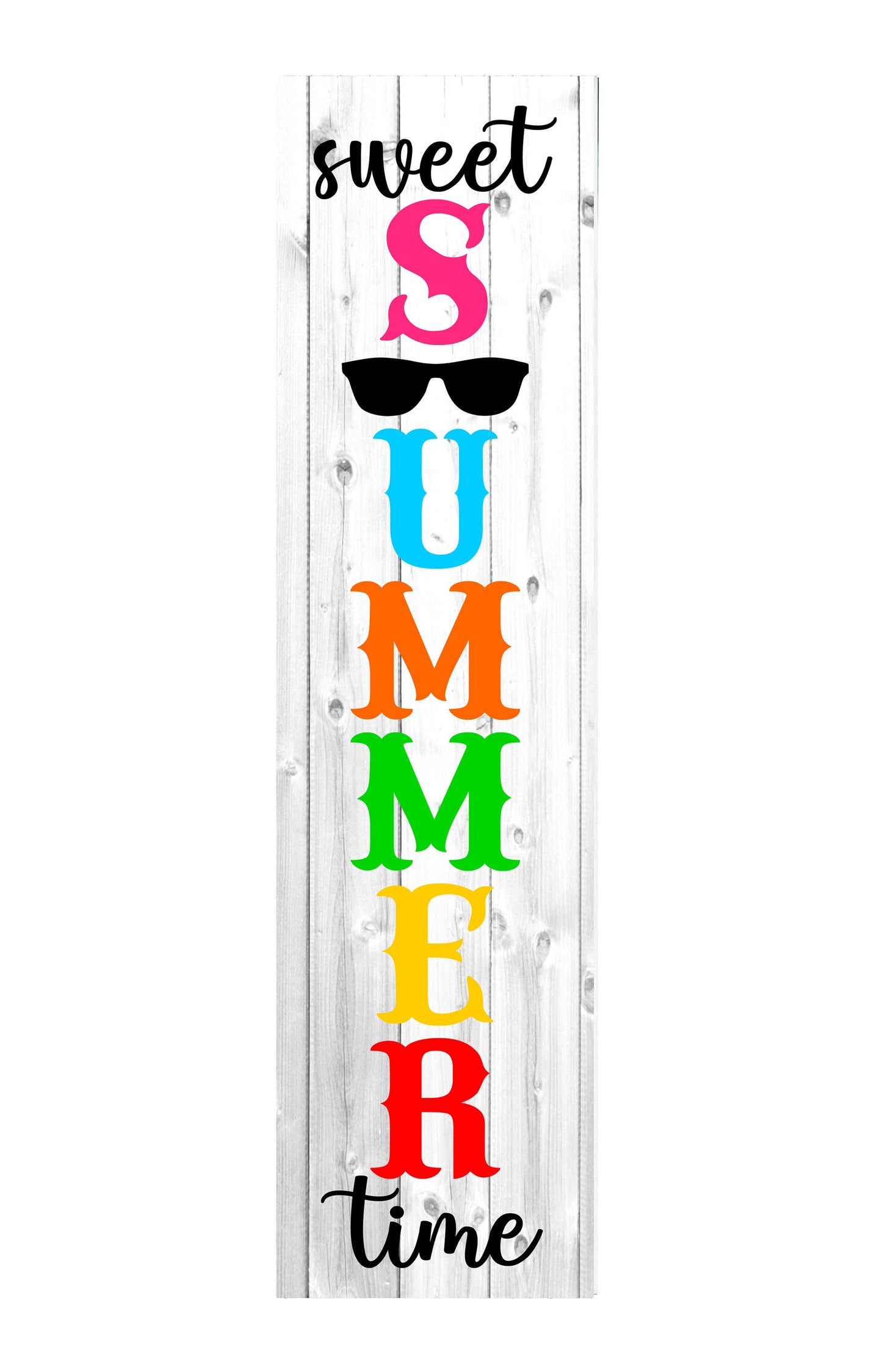 24 Inch (2 Foot Tall) Sweet Summer Time Vertical Wood Print Sign