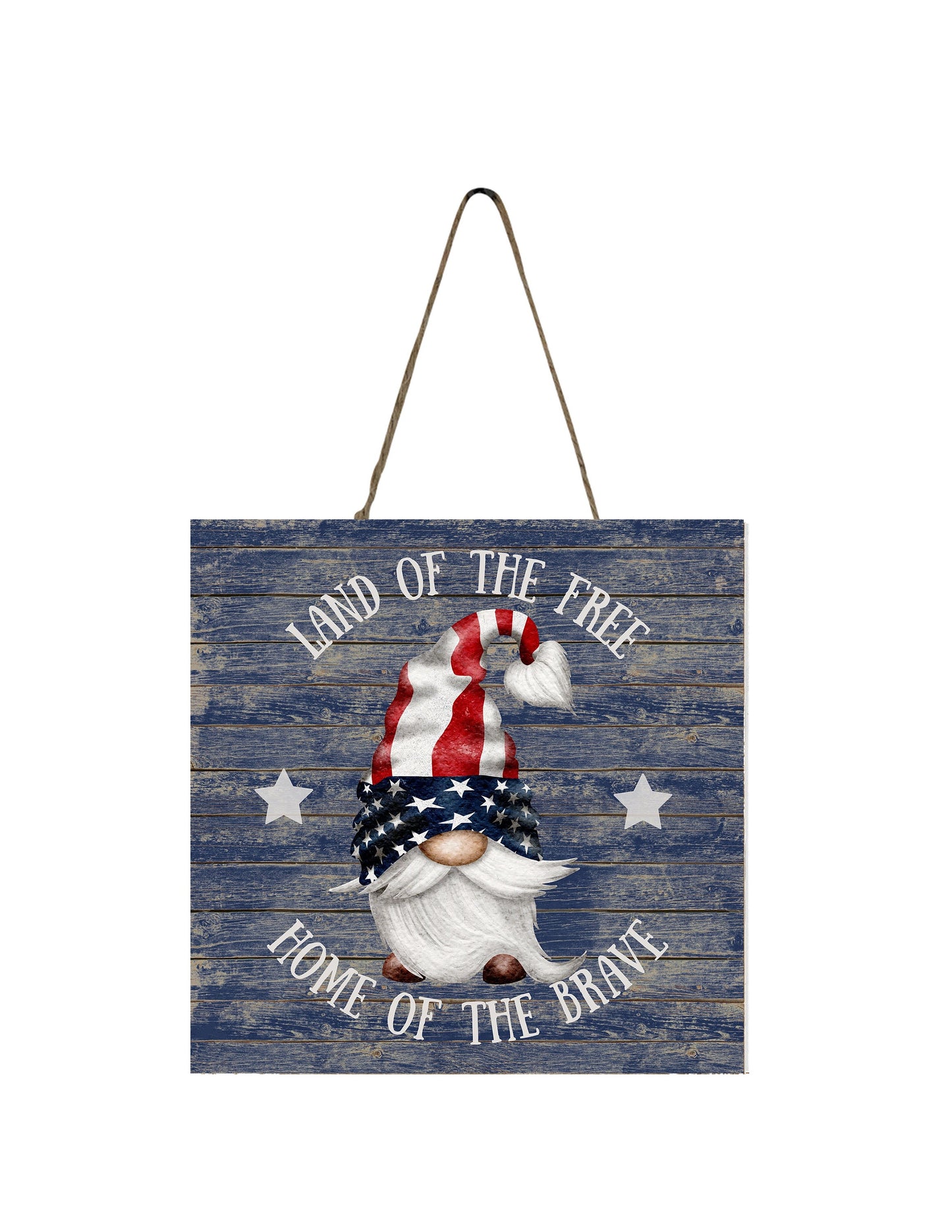 Land of the Free Gnome Printed Handmade Wood  Mini Sign