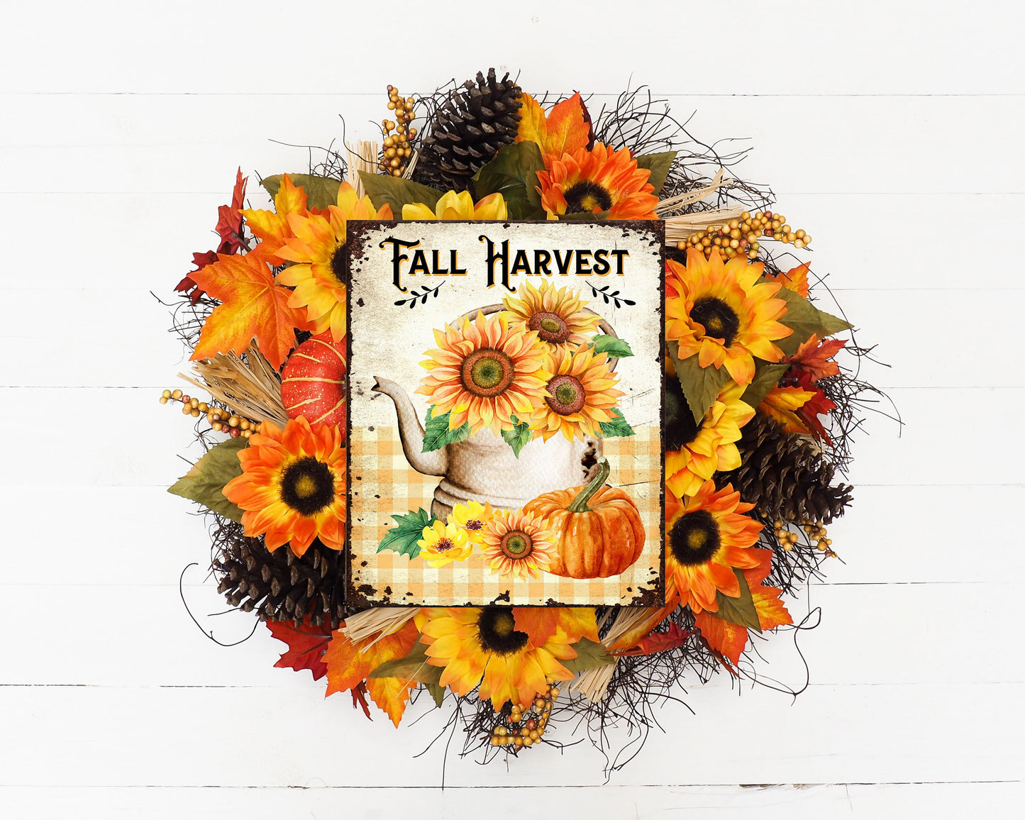 Fall Harvest Sunflowers Printed Handmade Wood Sign