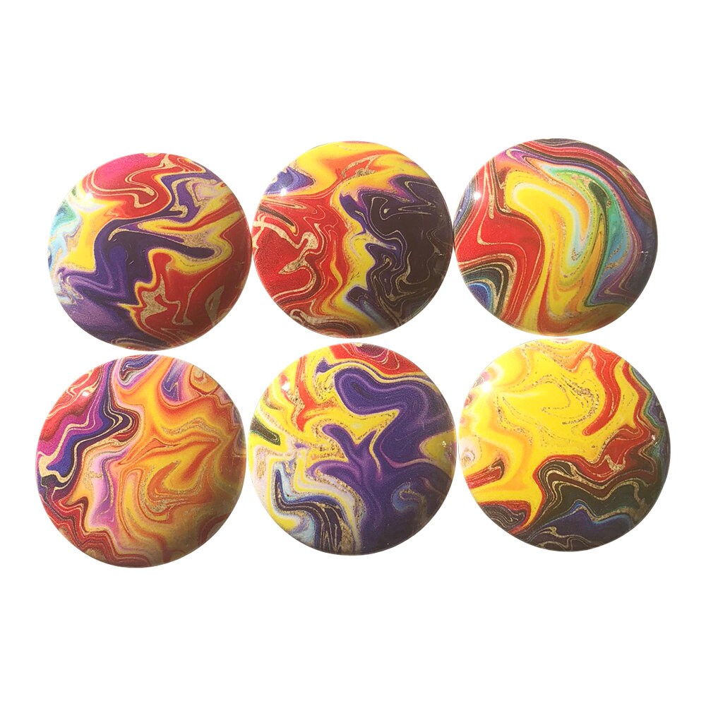 Set of 6 Rainbow Swirl Wood Print Cabinet Knobs