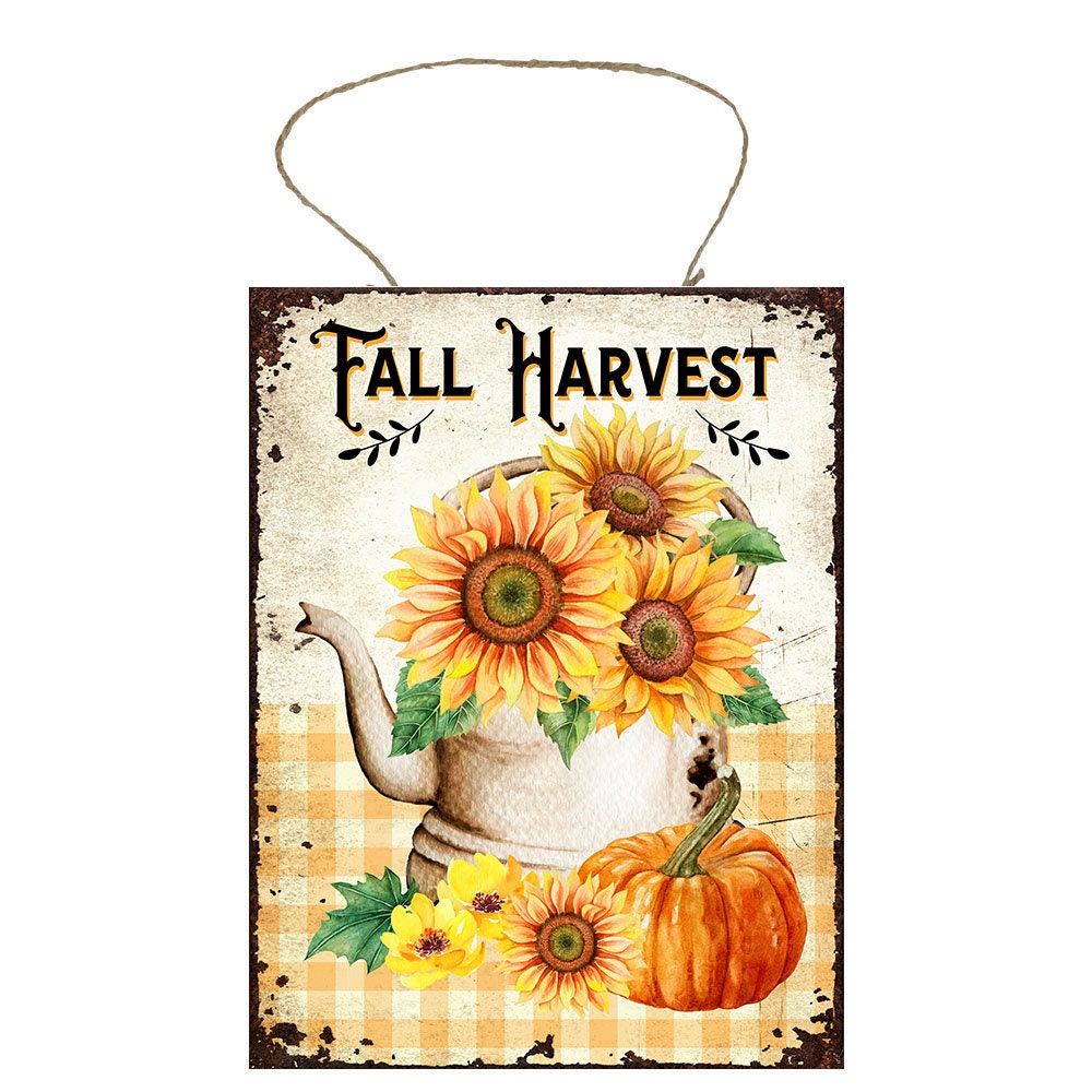 Fall Harvest Sunflowers Printed Handmade Wood Sign (7" x 9")