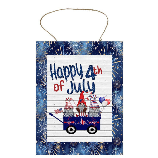 Happy 4th of July Gnome Wagon Farmhouse Printed Handmade Wood Sign