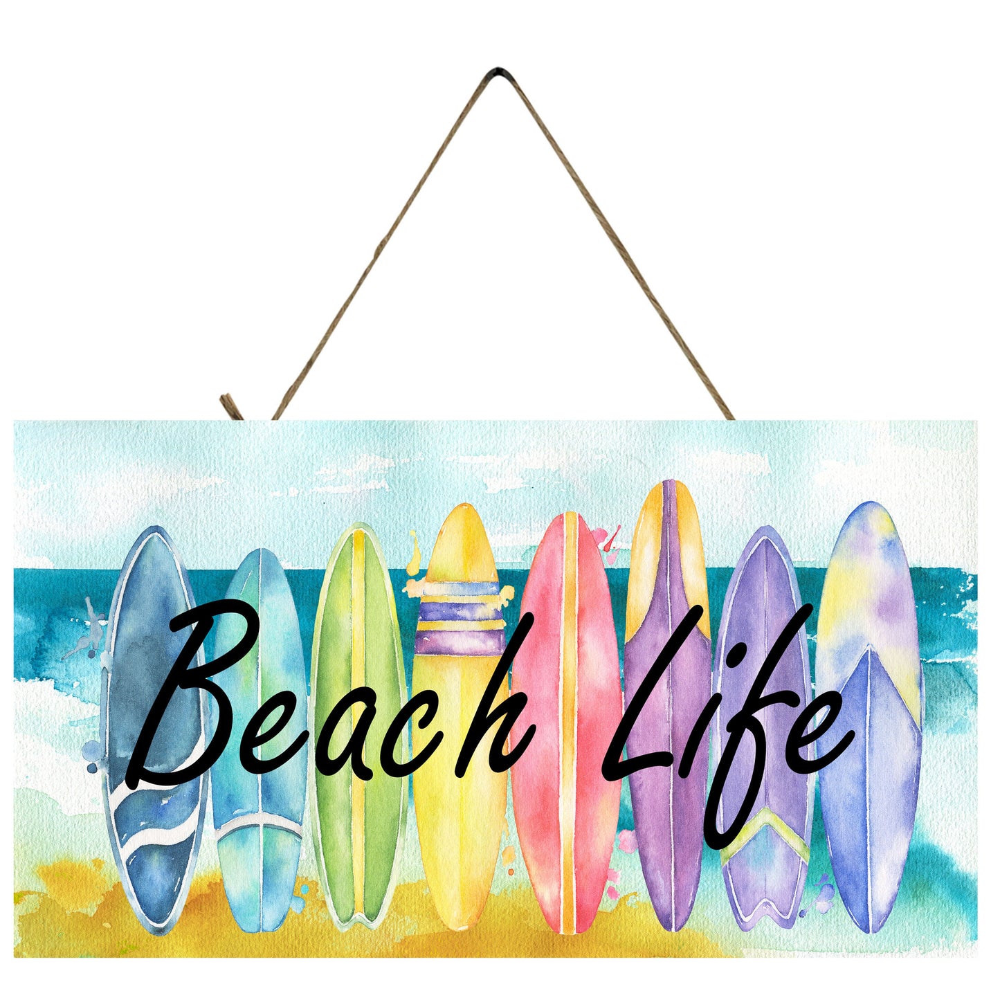Beach Life Printed Handmade Wood Sign (10" x 5")