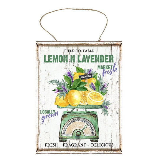 Lemon and Lavender Scales Printed Handmade Wood Sign