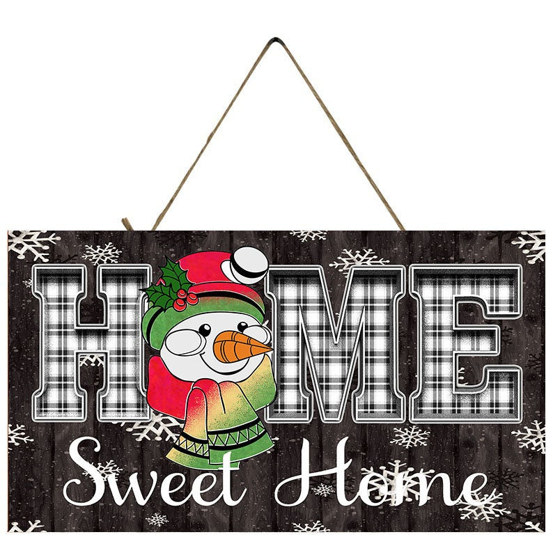 Home Sweet Home Snowman Christmas Wood Sign
