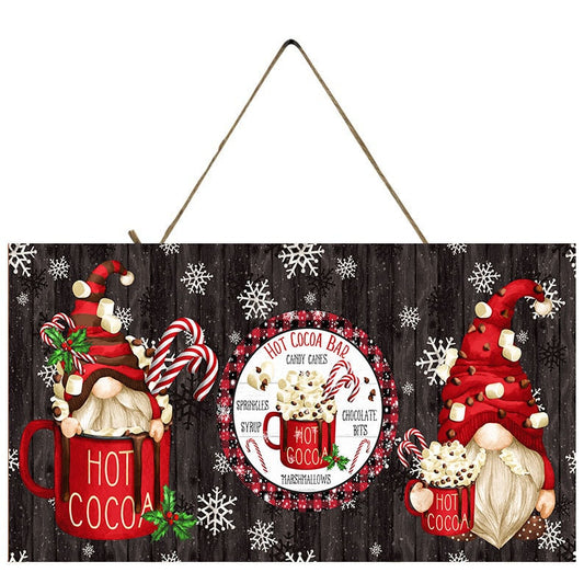 Hot Cocoa Bar Gnomes Christmas Wood Sign