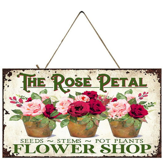 Rose Petal Flower Shop Handmade Wood Sign