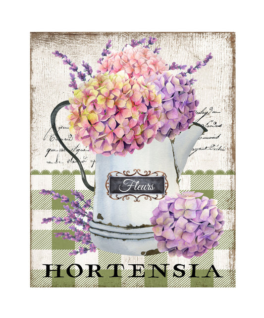 Lienzo decorativo para pared con hortensia Fleurs y hortensias, 16 x 20