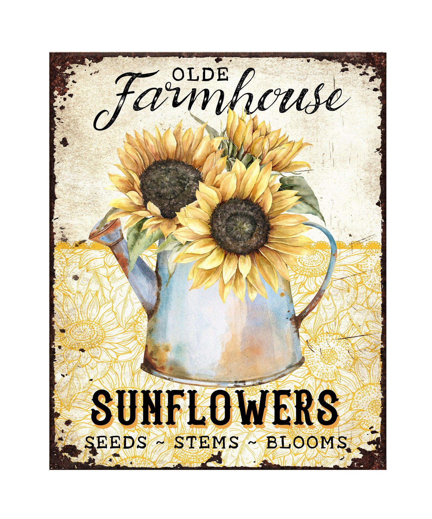 16x20 Olde Farmhouse Sunflowers Wall Art Canvas Print