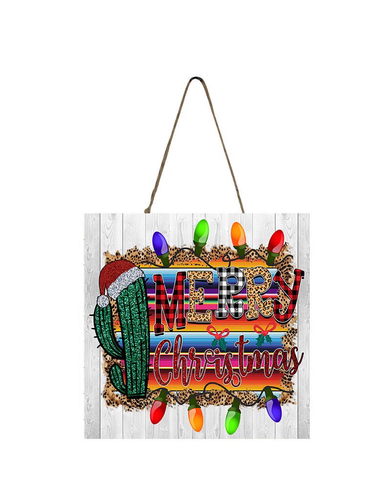 Serape Western Merry Christmas Ornament Printed Handmade Wood  Mini Sign