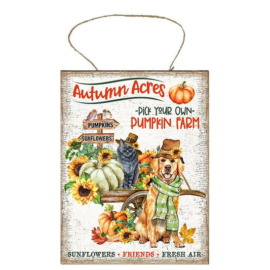 Signo de madera hecho a mano impreso de la granja de calabazas de Autumn Acres