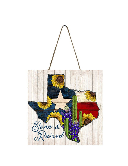 Texas Born and Raised Printed Handmade Wood  Mini Sign