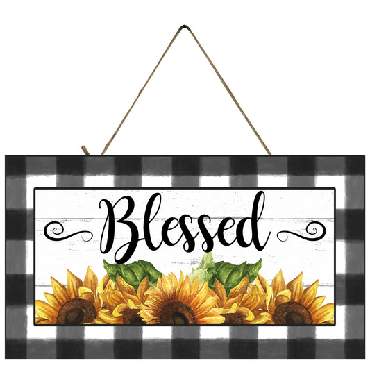 Sunflower Blessed Wood Sign