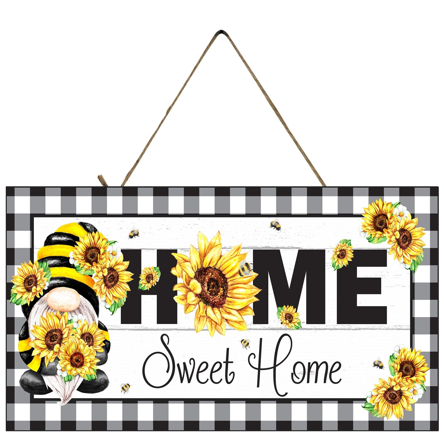 Sunflower Gnome Home Sweet Home Wood Sign