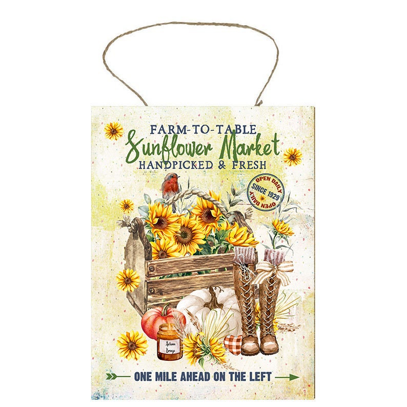 Sunflower Market Printed Handmade Wood Sign (7" x 9")