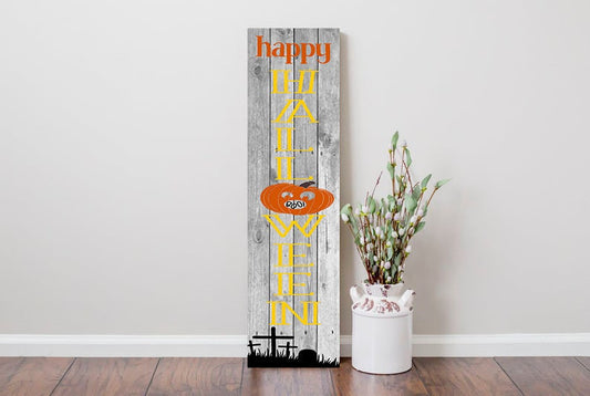 24 Inch (2 Foot Tall) Happy Halloween Graveyard Vertical Wood Print Sign