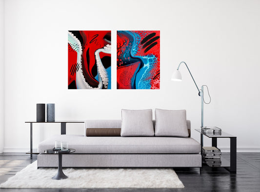 Set of 2 16x20 Lava Flow Abstract Wall Art Canvas Prints