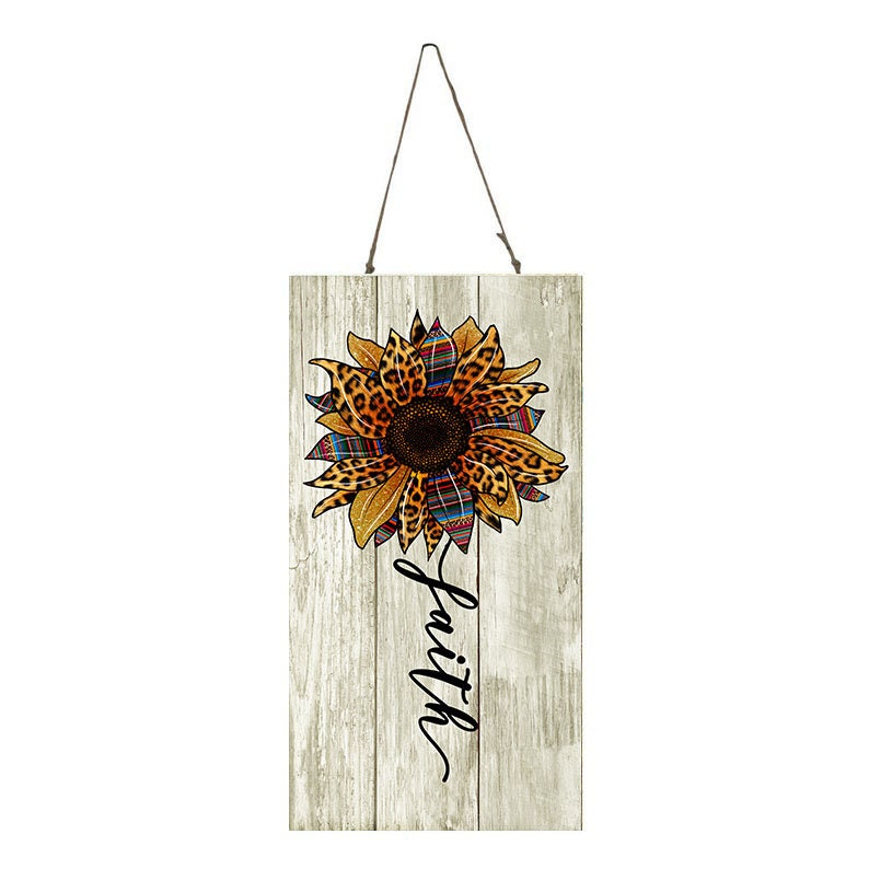 Leopard Print Sunflower Faith Vertical Printed Handmade Wood Sign