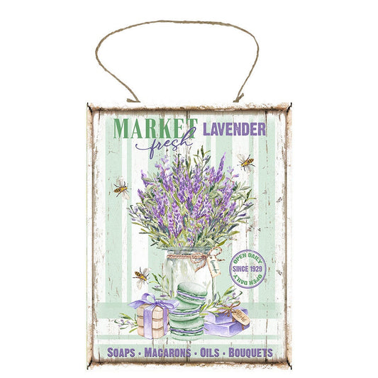 Market Fresh Lavender Printed Handmade Wood Sign