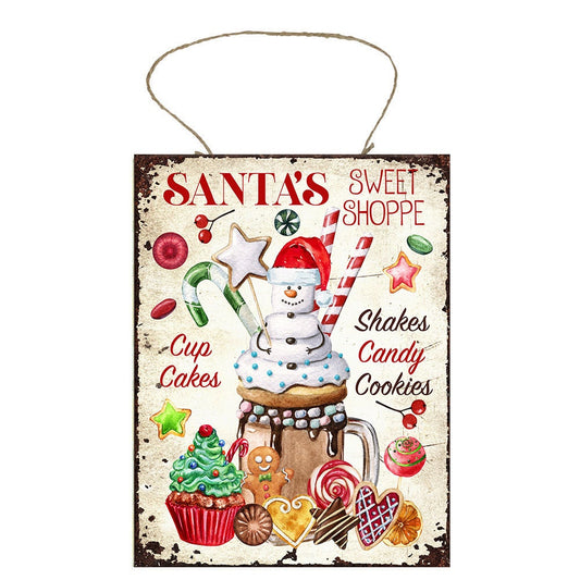 Santa's Sweet Shop Christmas Printed Handmade Wood Sign