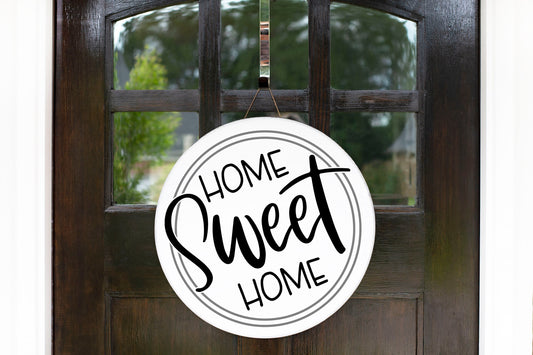 Home Sweet Home - Letrero de madera hecho a mano con estampado redondo