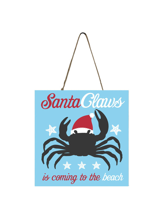 Santa Claws Printed Handmade Wood Christmas Ornament Mini Sign