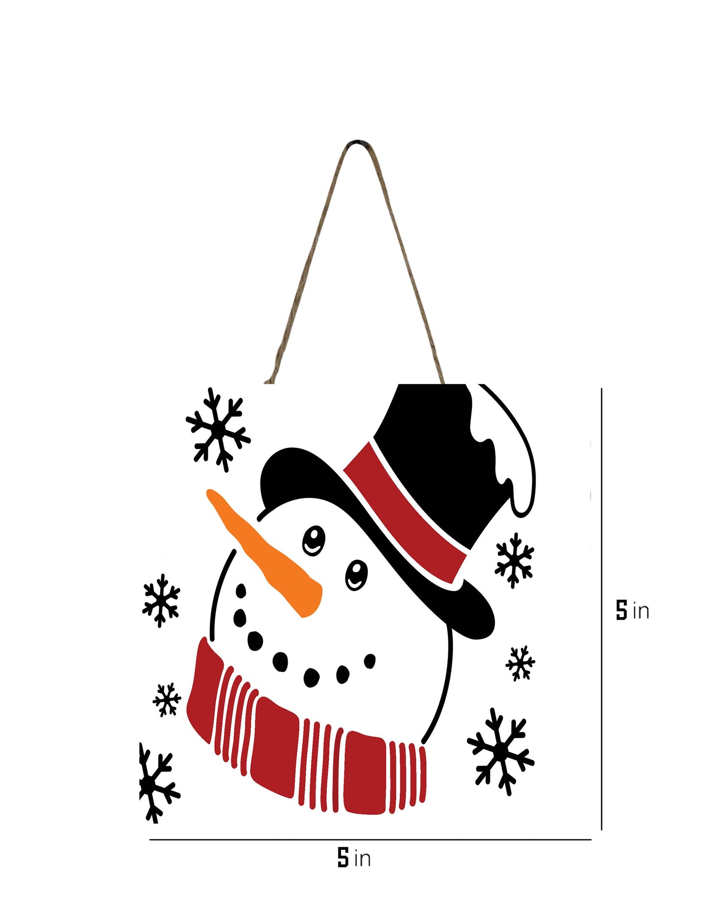 Snowman Face Christmas Printed Handmade Wood Christmas Ornament Mini Sign