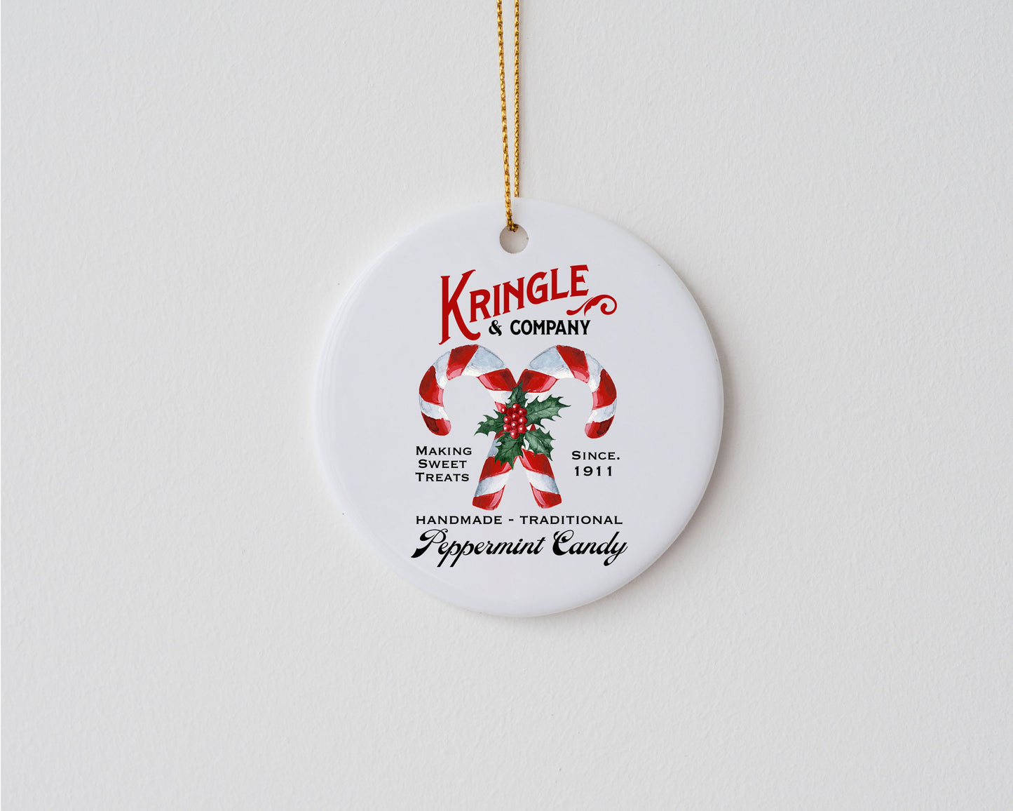 Kringle Peppermint Co Ceramic Christmas Ornament