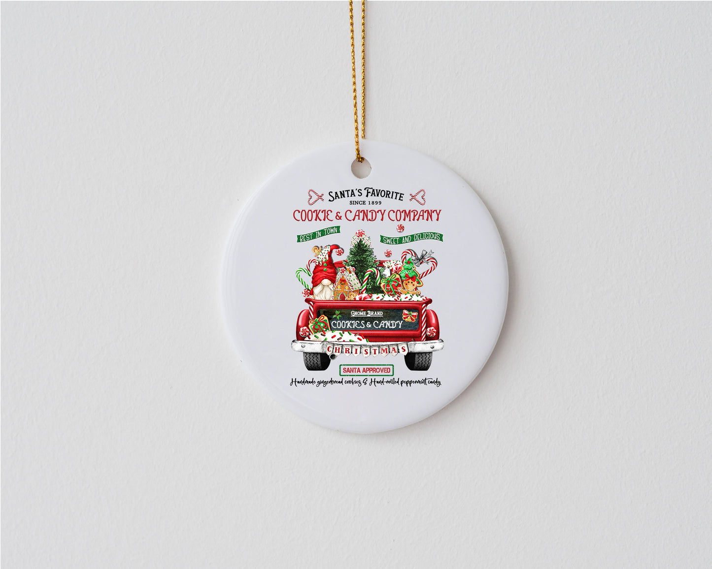 Santa's Favorite Cookies and Candy Ceramic Christmas Ornament