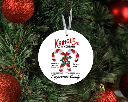 Kringle Peppermint Co Ceramic Christmas Ornament