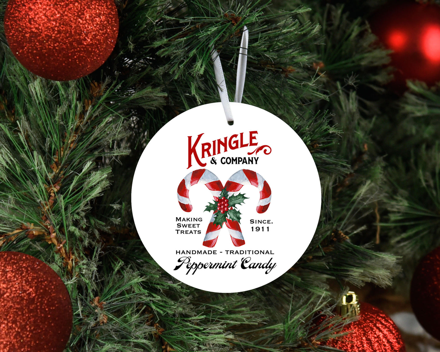 Adorno navideño de cerámica Kringle Peppermint Co