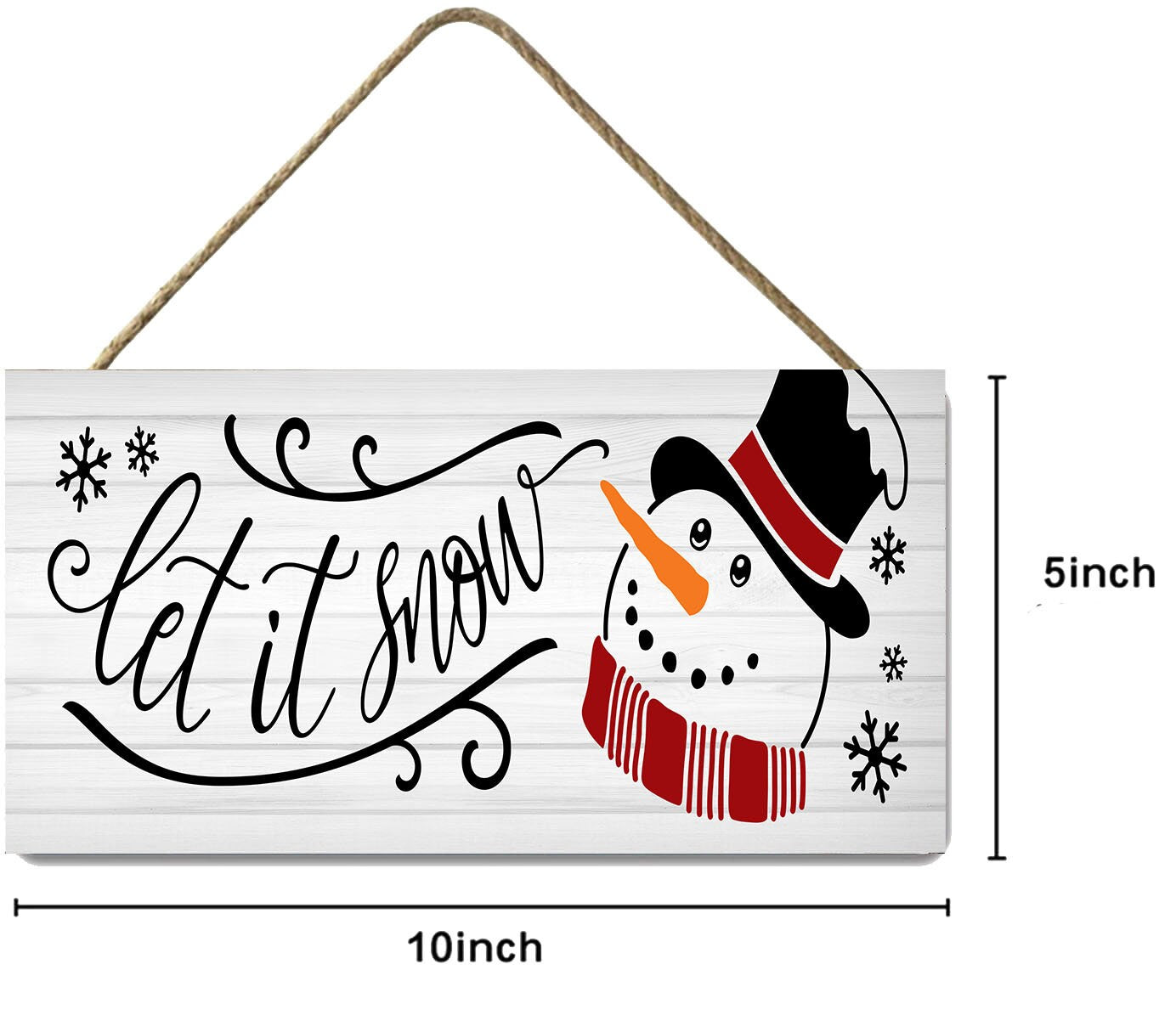 Let it Snow Snowman Head Christmas Printed Handmade Wood Sign