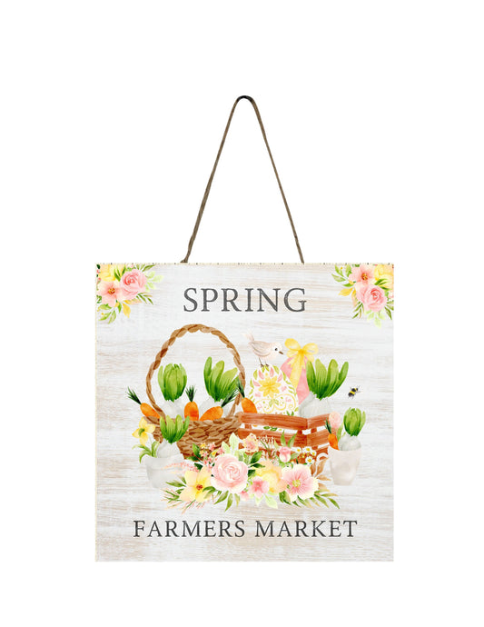 Spring Farmers Market Printed Handmade Wood  Mini Sign