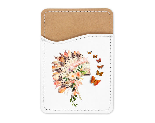 Boho Headress and Butterflies Phone Wallet Credit Card Holder