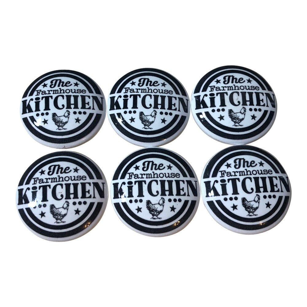 Set of 6 The Farmhouse Kitchen Wood Cabinet Knobs