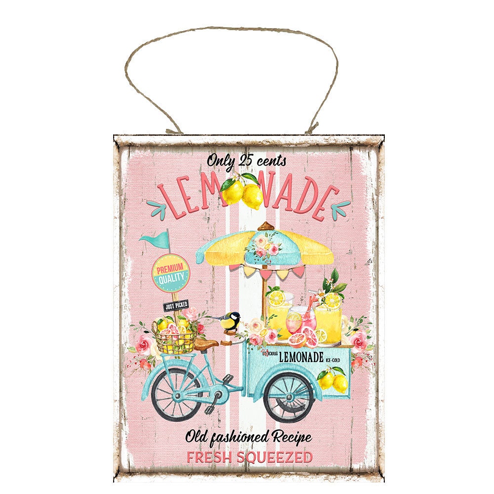 Lemonade Bike Printed Handmade Wood Sign