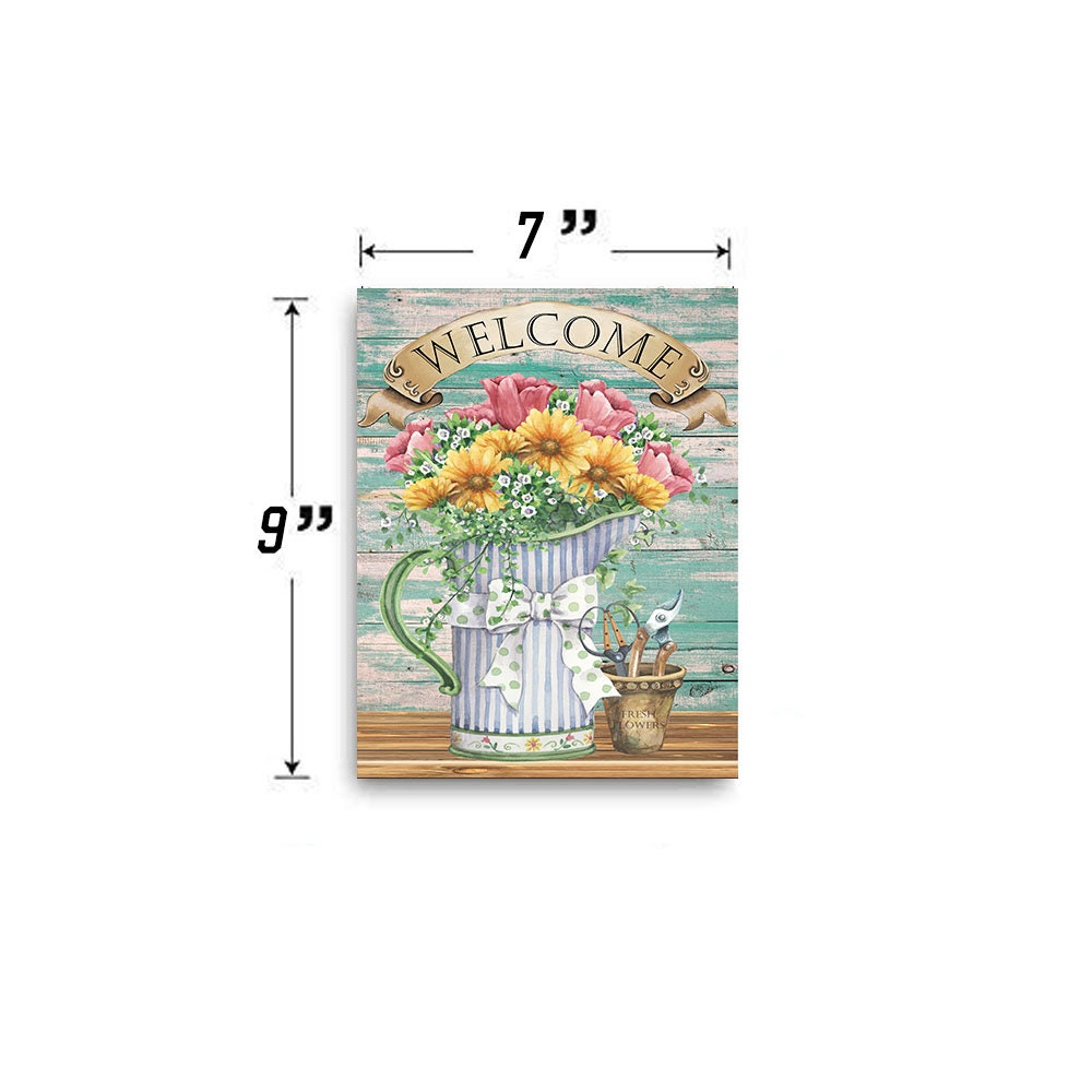 Welcome Spring Flowers Printed Handmade Wood Sign